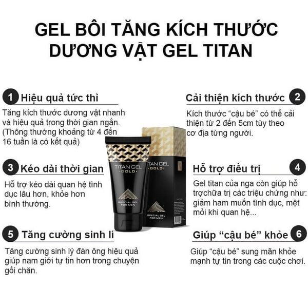 Cách sử dụng Gel Titan Gold Hỗ Trợ Tăng Kích Thước Cậu Nhỏ Tuýp 50ml